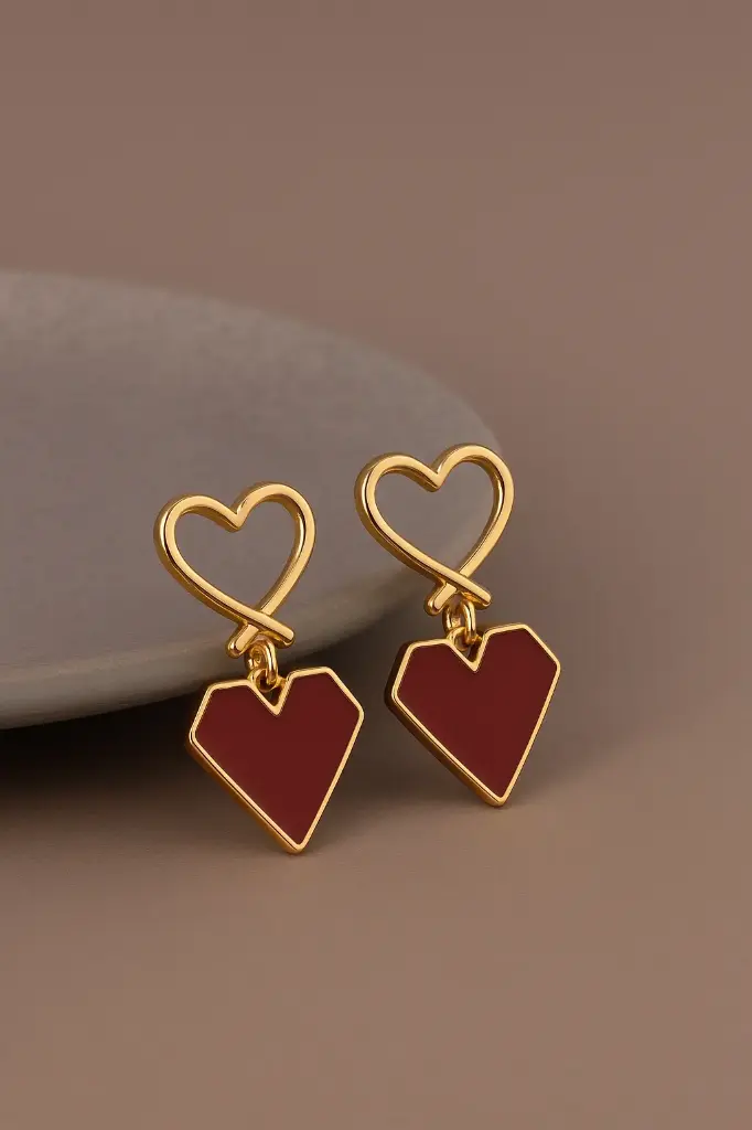 Amour Heart Enamel Studs