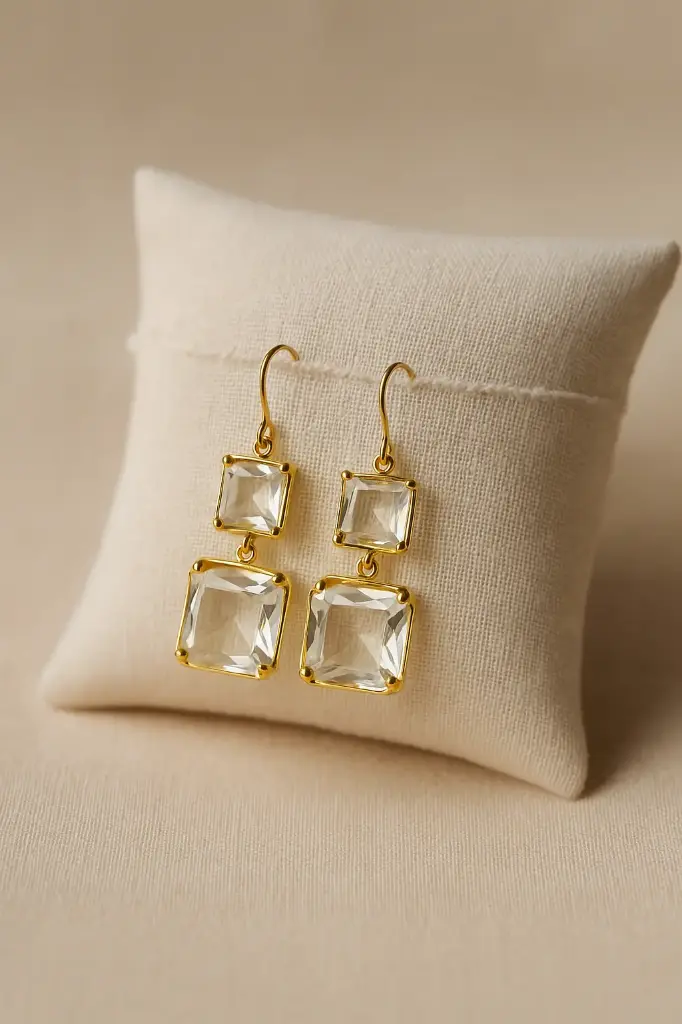 Golden Crystal Drop Earrings