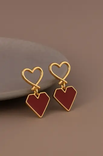 Amour Heart Enamel Studs