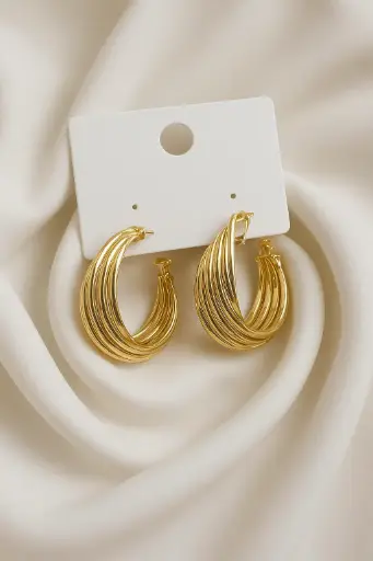 Golden Cascade Hoop Earrings