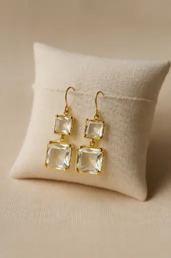 Golden Crystal Drop Earrings