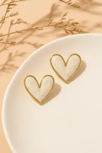 Ivory Heartstone Earrings