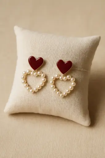 Pearl Heart Earrings