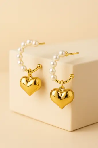 Pearl Heart Hoops